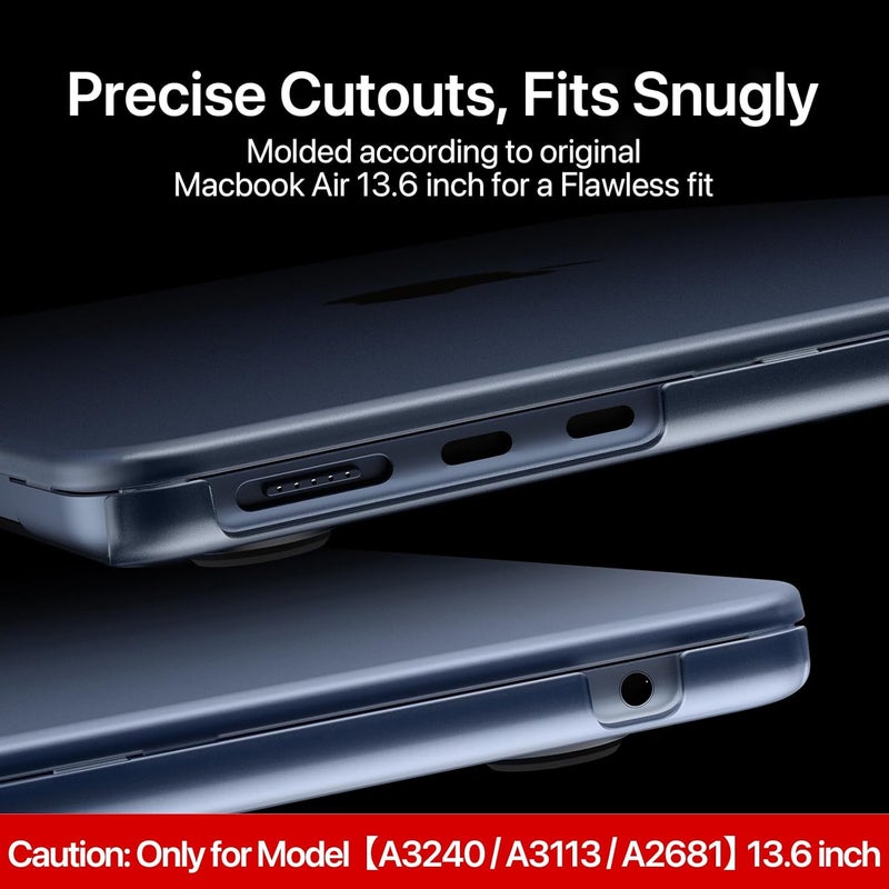soonjet حافظة متوافقة لجهاز MacBook Air مقاس 13.6 بوصة M4 M3 M2 إصدار 2025 2024-2022 الطراز A3240 A3113 A2681، غلاف صلب واقي متين لجهاز MacBook Air M2 مقاس 13 بوصة - شفاف منتصف الليل - Image 3