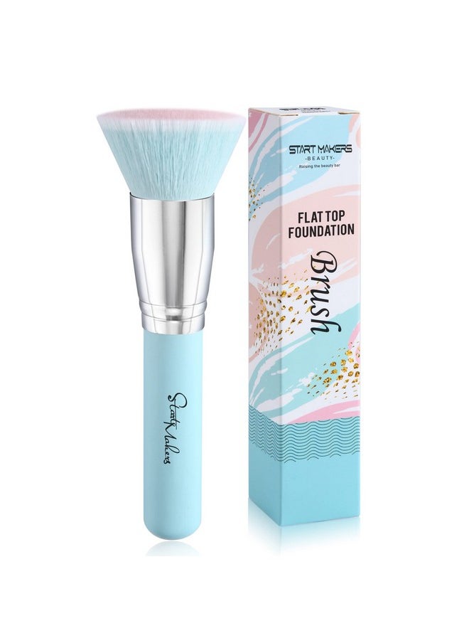 start makers - Makeup Brushes Foundation Brush For Liquid Makeup Flat Top Kabuki Foundation Brush Premium Make Up Brushes Liquid Blending Mineral Powder Buffing Stippling Flawless Face Brush Makeup Tools(Blue) - Image 1