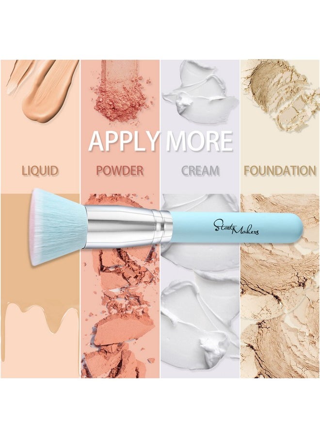 start makers - Makeup Brushes Foundation Brush For Liquid Makeup Flat Top Kabuki Foundation Brush Premium Make Up Brushes Liquid Blending Mineral Powder Buffing Stippling Flawless Face Brush Makeup Tools(Blue) - Image 1