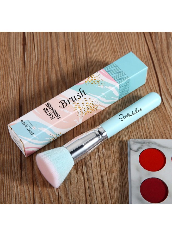 start makers - Makeup Brushes Foundation Brush For Liquid Makeup Flat Top Kabuki Foundation Brush Premium Make Up Brushes Liquid Blending Mineral Powder Buffing Stippling Flawless Face Brush Makeup Tools(Blue) - Image 1