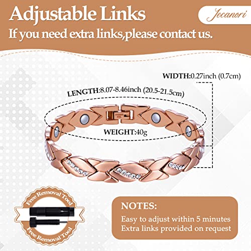 Jecanori Copper Magnetic Bracelets for Women,Adjustable 99.9% Solid Copper Bracelets,Valentine's Day Gifts Magnetic Jewelry with Sizing tool - Image 2