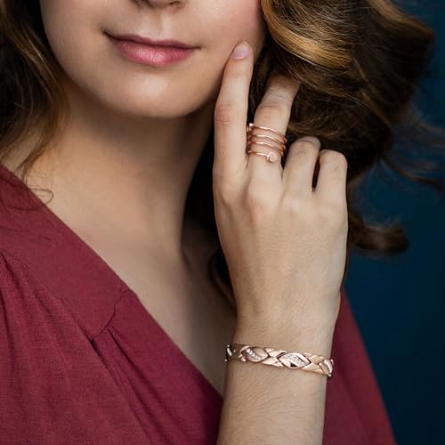 Jecanori Copper Magnetic Bracelets for Women,Adjustable 99.9% Solid Copper Bracelets,Valentine's Day Gifts Magnetic Jewelry with Sizing tool - Image 5