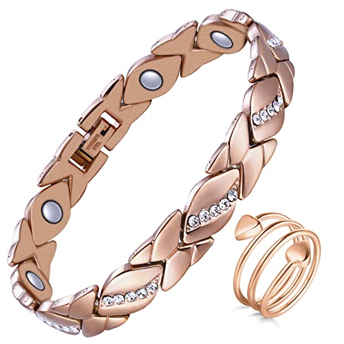 Jecanori Copper Magnetic Bracelets for Women,Adjustable 99.9% Solid Copper Bracelets,Valentine's Day Gifts Magnetic Jewelry with Sizing tool - Image 1