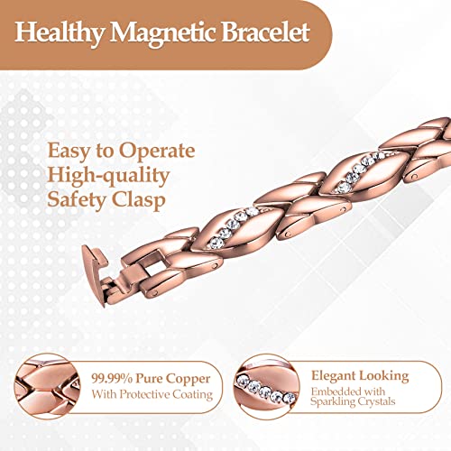 Jecanori Copper Magnetic Bracelets for Women,Adjustable 99.9% Solid Copper Bracelets,Valentine's Day Gifts Magnetic Jewelry with Sizing tool - Image 3