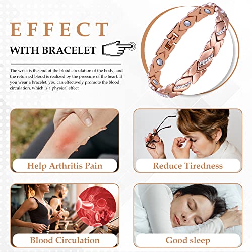 Jecanori Copper Magnetic Bracelets for Women,Adjustable 99.9% Solid Copper Bracelets,Valentine's Day Gifts Magnetic Jewelry with Sizing tool - Image 4