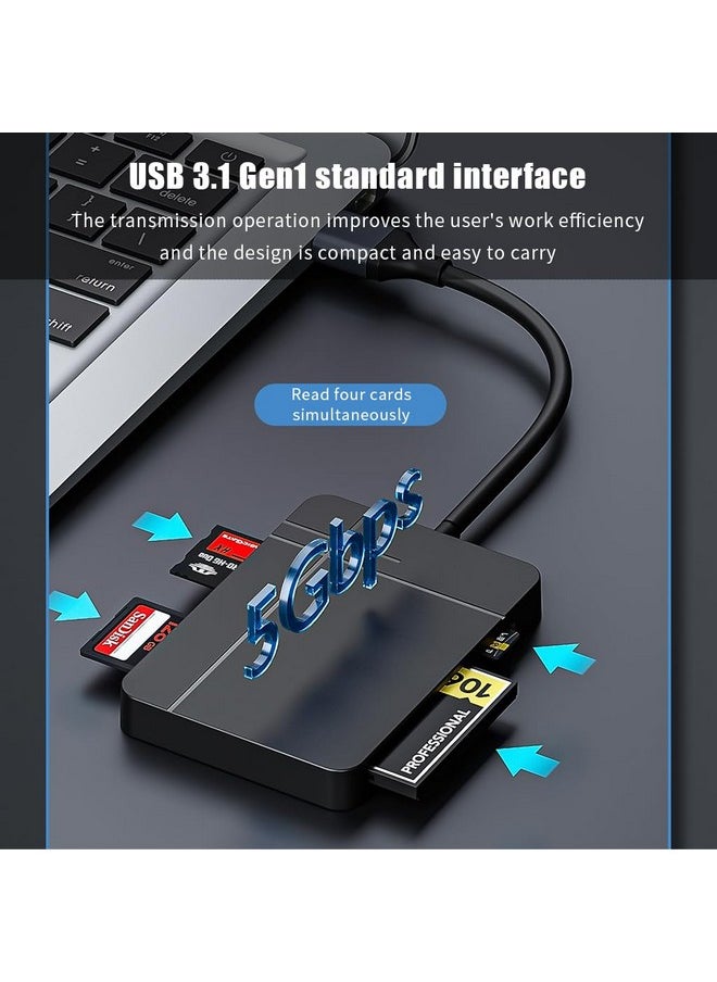 Verilux - Verilux® USB Card Reader USB C/ USB3.0 Card Reader Support UHS-II Compatible SD 4.0/TF 4.0/CF/MS, 5Gbps Reading Speed, Travel 4 in 1 USB Card Reader for Windows/Mac/Linux/Android - Image 1