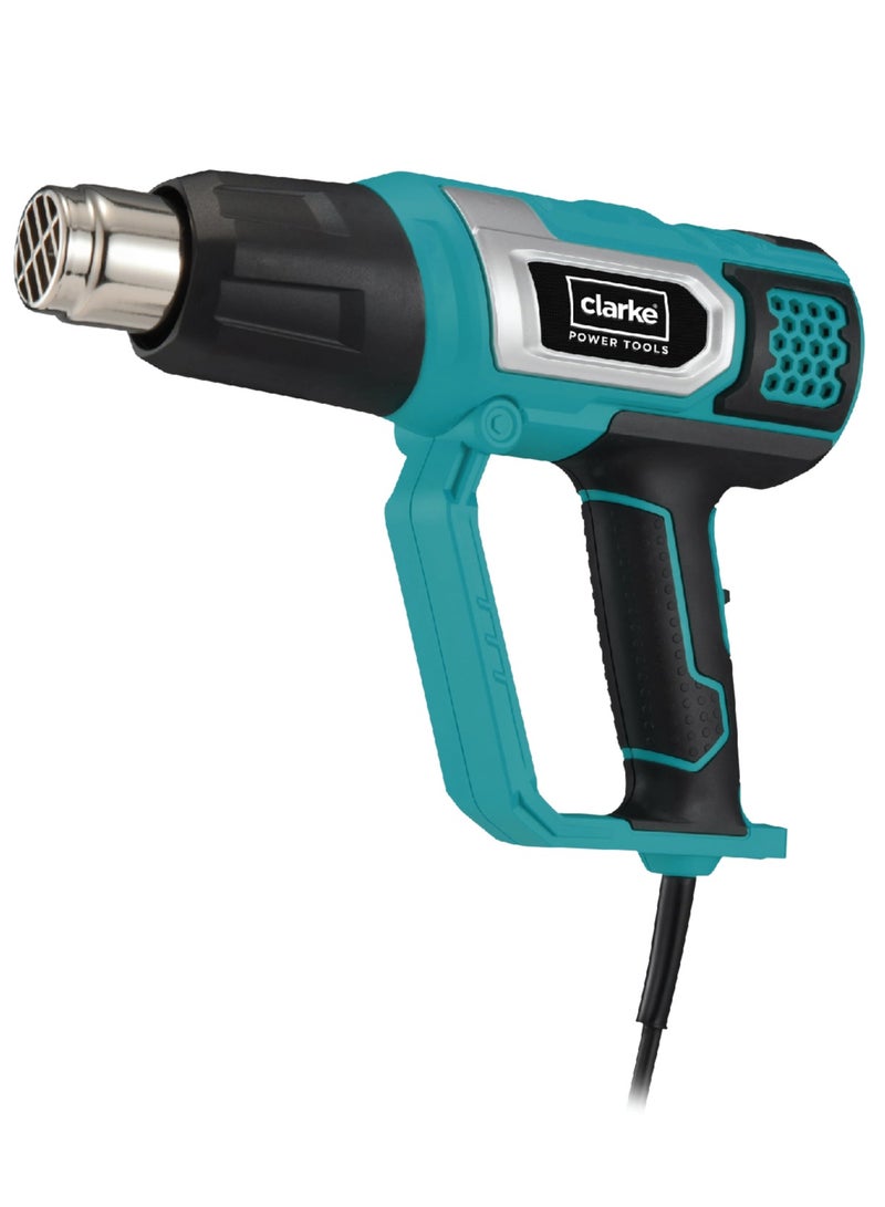 Clarke Temperature Adjustable Heat Gun Model No. CLHGA2200 Clark Corded Electric Hot Air Gun, 2200W Adjustable Temperature, Tool for Tube Bending, Welding, Shrink Wrapping, Paint Stripping, with Heat Protection - Image 1