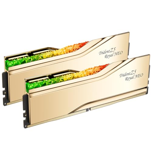 G.SKILL Trident Z5 Royal Neo Series DDR5 RAM (AMD Expo) 96GB (2x48GB) 6000MT/s CL28-36-36-96 1.35V Desktop Computer Memory U-DIMM - Gold (F5-6000J2836F48GX2-TR5NG) - Image 1