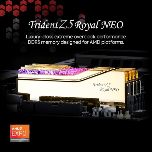 G.SKILL Trident Z5 Royal Neo Series DDR5 RAM (AMD Expo) 96GB (2x48GB) 6000MT/s CL28-36-36-96 1.35V Desktop Computer Memory U-DIMM - Gold (F5-6000J2836F48GX2-TR5NG) - Image 2