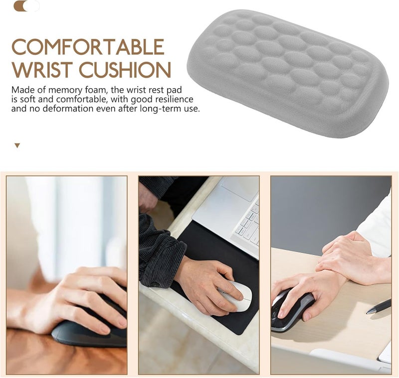 ibasenice Memory Foam Wrist Rest and Mousepad with Raised Dots, Gray Ergonomic Wrist Support for Computer Keyboard, One-Handed Use, Office Desk Accessory for Relief - Image 3