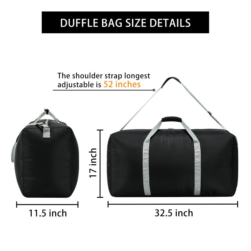 iFARADAY 105L Extra Large Duffel Bag 32.5 inch Lightweight Luggage for Travel-Black - Image 4