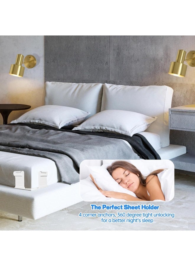 PTTIMFFM 4 PCS Adjustable Bed Sheet Holders for Corners, Heavy-Duty Sheet Straps with 360° Lock Grip, Easy Tool-Free Installation for All Mattress Sizes - Image 4