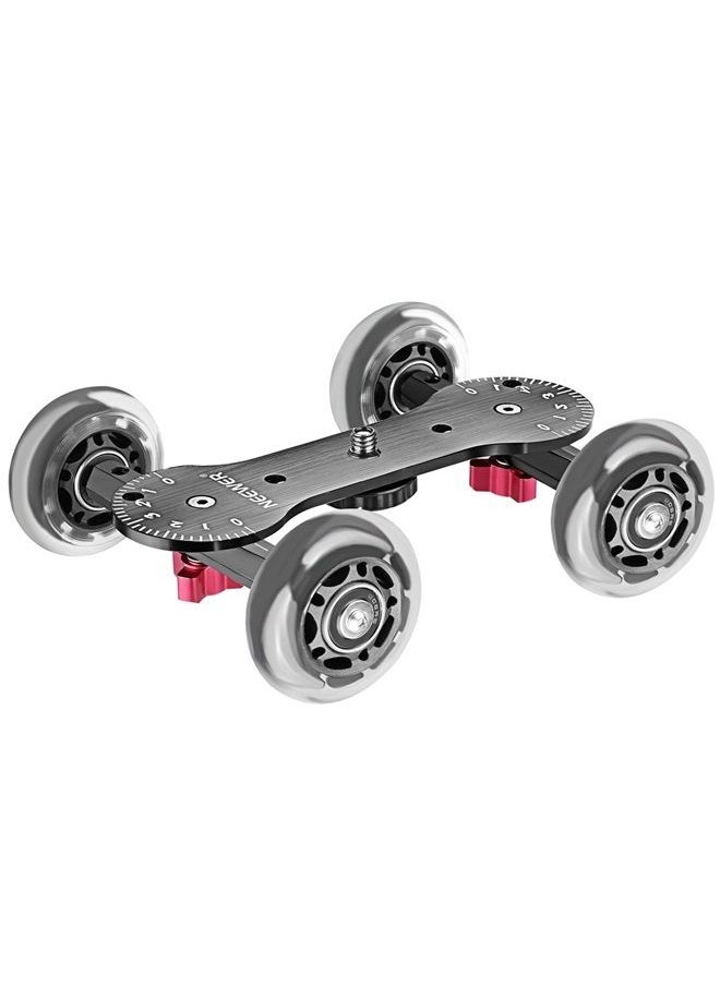 Neewer - Scaled Camera Table Dolly Slider with 22 pounds/10 kilograms Load Capacity Skater Design Aluminum Rods Rotatable Rubber Wheels 1/4-inch 3/8-inch Screw Threads for DSLRs Video Camcorders (Black) - Image 1