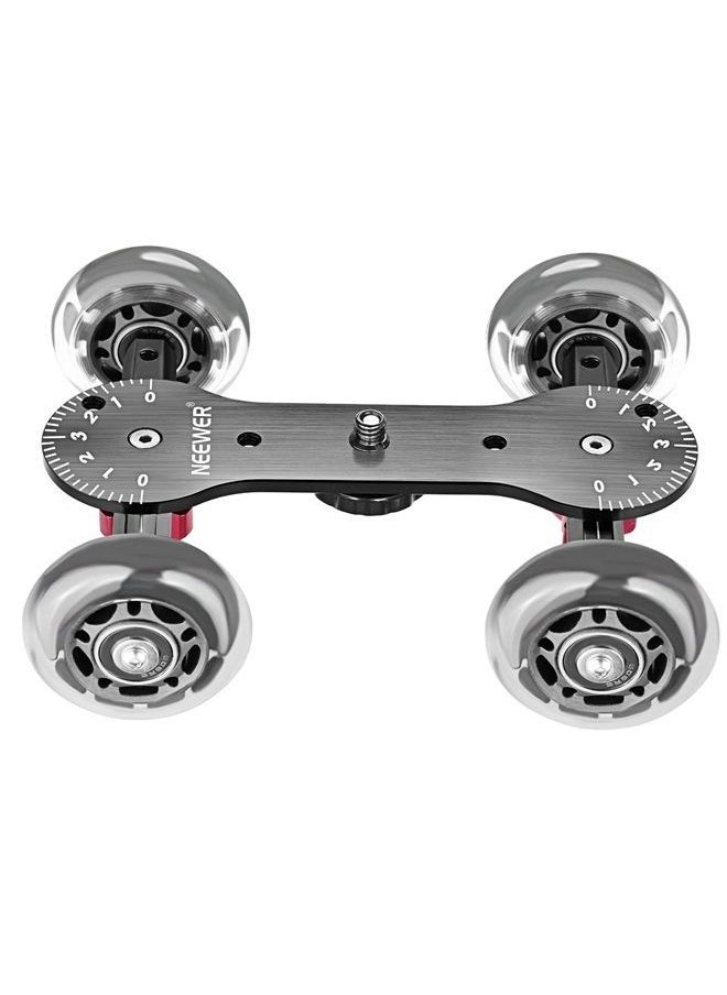 Neewer - Scaled Camera Table Dolly Slider with 22 pounds/10 kilograms Load Capacity Skater Design Aluminum Rods Rotatable Rubber Wheels 1/4-inch 3/8-inch Screw Threads for DSLRs Video Camcorders (Black) - Image 1