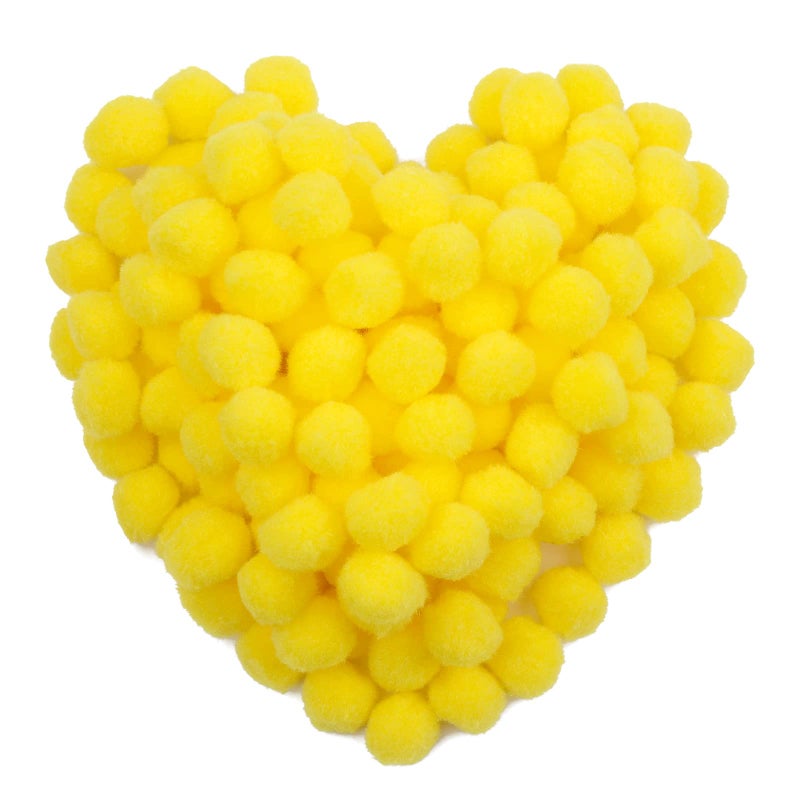 MORFEN 150 Pieces Pom Poms, 1 Inch Yellow Craft Pom Poms, Fuzzy Pompom Puff Balls, Small Pom Pom Balls for DIY Arts, Crafts Projects, Home Decorations - Image 1