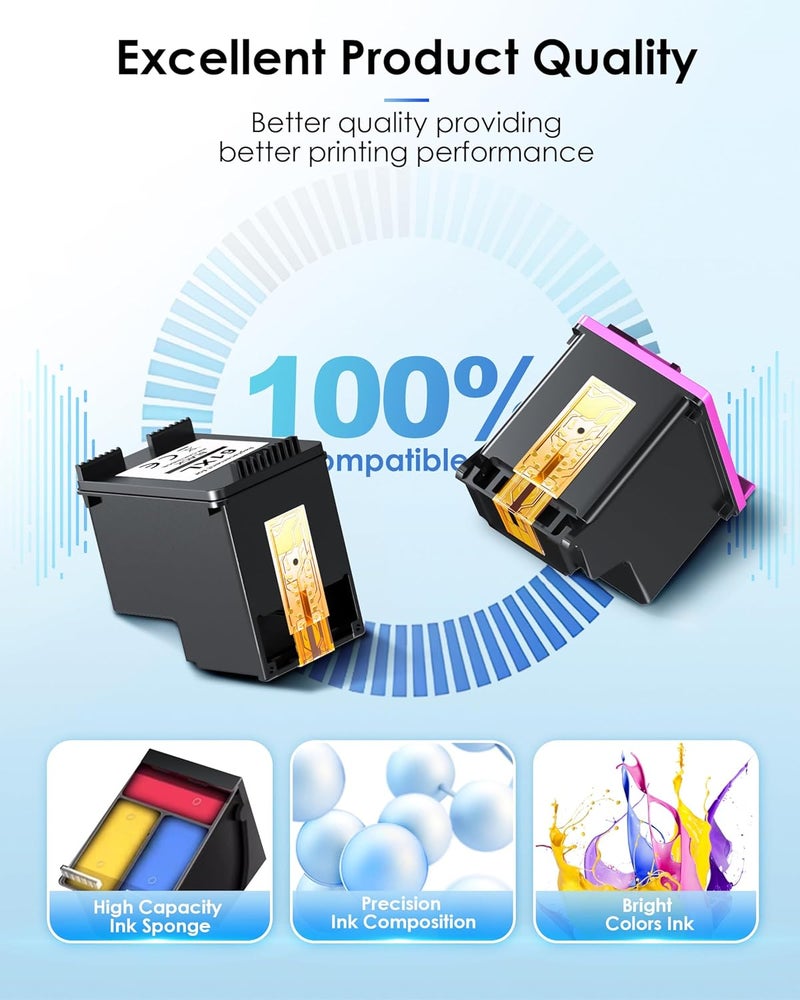 خرطوشة حبر أسود 61XL بديلة لحبر HP 61 خرطوشة حبر أسود HP 61 مناسبة لـ Envy 4500 5530 4501 4502 DeskJet 1000 1010 1050 1510 2050 2510 2540 OfficeJet 2620 4630 (عبوة من 2) - Image 5