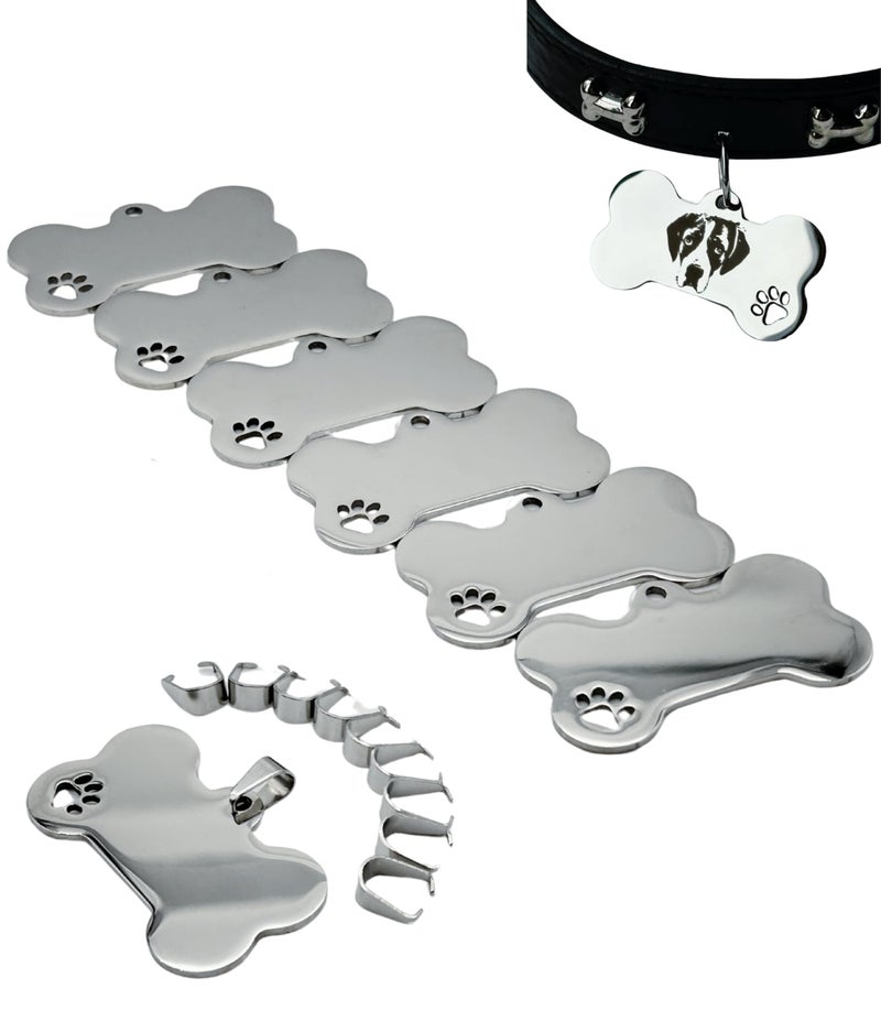 JINYEAH Blank Dog Tags 10PCS Smooth Edges Stainless Steel Blank Bone Shape Dog Tags Sublimation-Ready Pet Tag Pet ID Tag for Dogs Sublimation Dog Tag Blanks Laser Engraving Metal 1.9 x 1in - Image 1