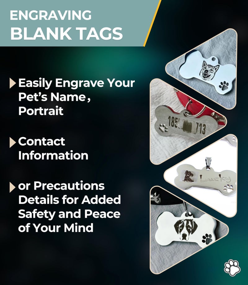 JINYEAH Blank Dog Tags 10PCS Smooth Edges Stainless Steel Blank Bone Shape Dog Tags Sublimation-Ready Pet Tag Pet ID Tag for Dogs Sublimation Dog Tag Blanks Laser Engraving Metal 1.9 x 1in - Image 4