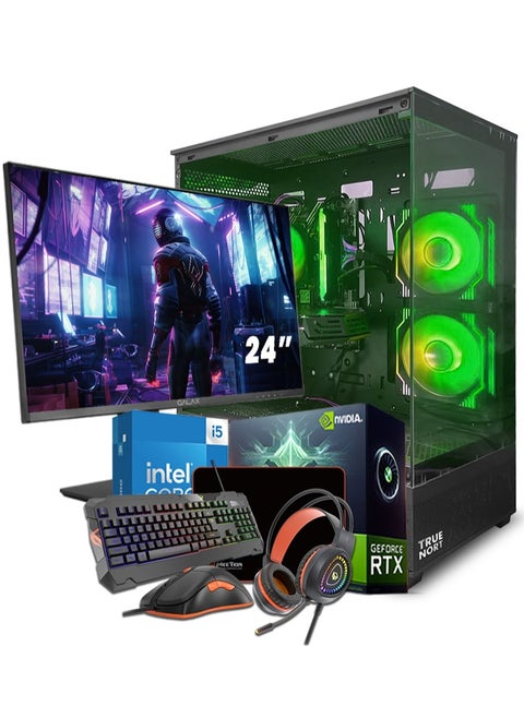 Quantum Fury All In One Bundle Gaming PC, Intel Core i5-11400F Processor/  NVIDIA RTX 3050 8GB GPU/ 16GB  RAM/ 1TB  SSD/ 24" FHD Monitor/ Keyboard, Mouse & Headphone Set /Built- in WiFi  / Windows 11 Pro / TrueNort RGB Gaming Case Black