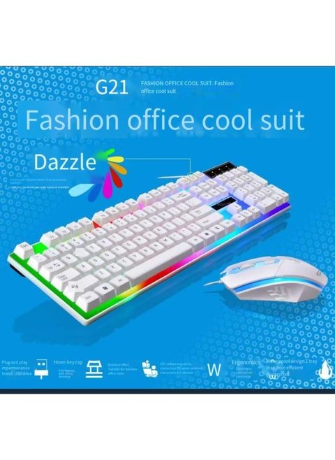 g21wt أدى لعبة لوحة المفاتيح مع الماوس الأبيض كيت