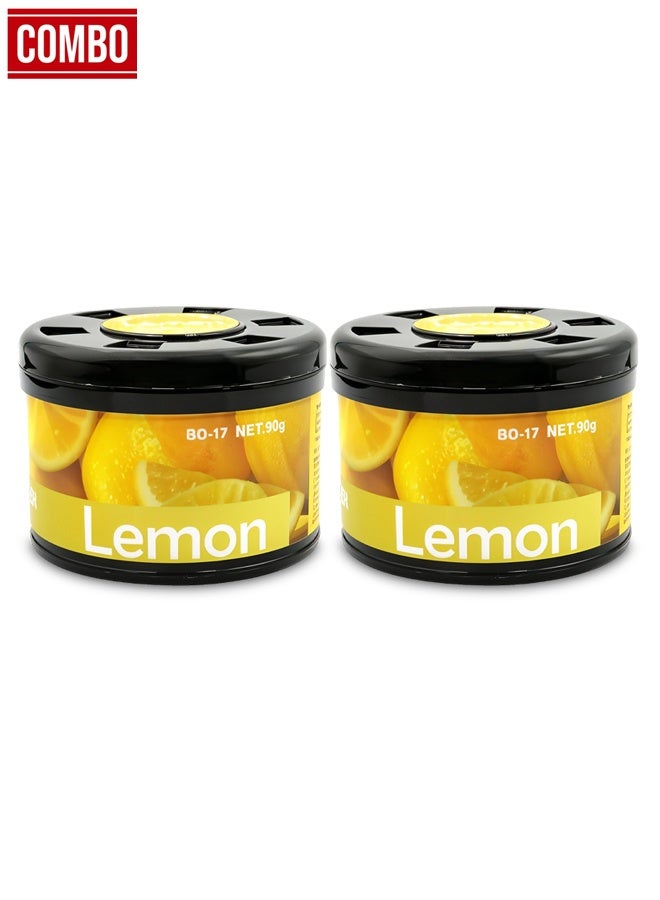 معطر جو بلاك أودور برائحة الليمون، عبوة من قطعتين بوزن 90 جرام لكل قطعة، معطر جو للسيارة مصنوع من الزيوت العطرية الطبيعية، يدوم طويلاً، مزيل للروائح الكريهة للوحة القيادة وحامل الأكواب، معطر جل غير قابل للانسكاب للسيارة والمنزل والمكتب وخزانة الملابس. - Image 1