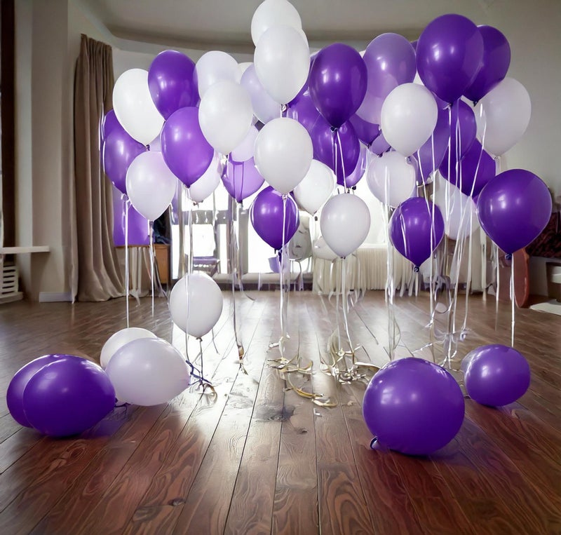Pop Colours Party Balloon White And Purple Combination | Mix of 50 pcs | Suitable For Birthday, Anniversary, Wedding And Many More Occassions - Image 5