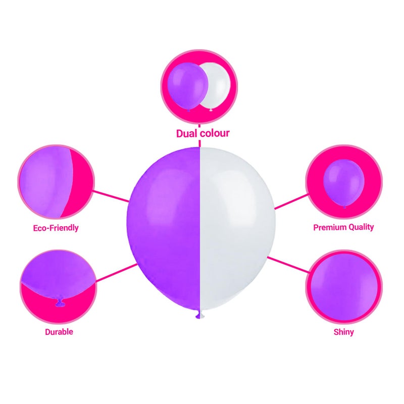 Pop Colours Party Balloon White And Purple Combination | Mix of 50 pcs | Suitable For Birthday, Anniversary, Wedding And Many More Occassions - Image 3