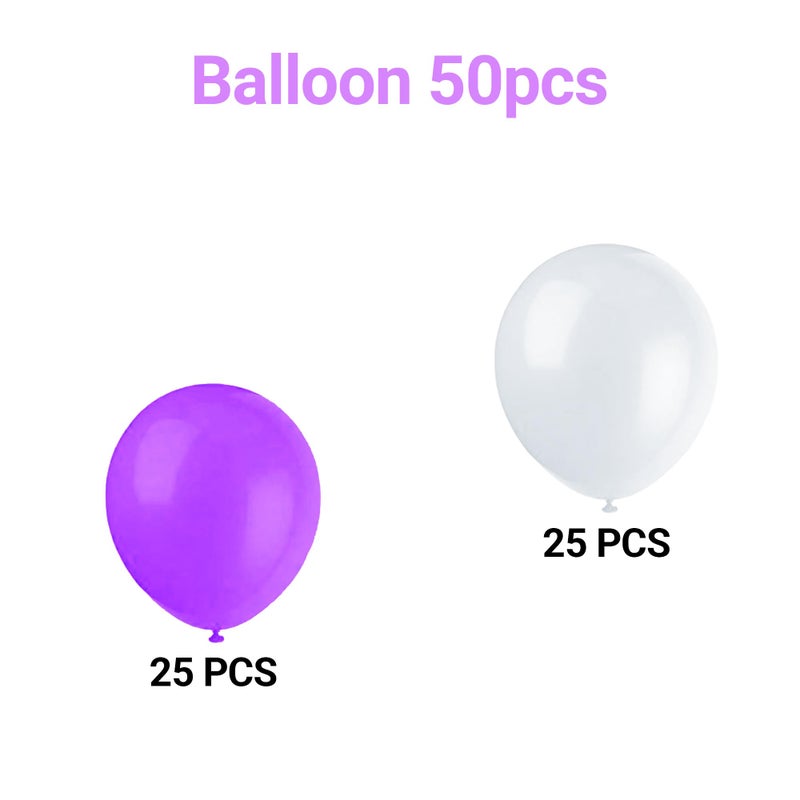 Pop Colours Party Balloon White And Purple Combination | Mix of 50 pcs | Suitable For Birthday, Anniversary, Wedding And Many More Occassions - Image 4