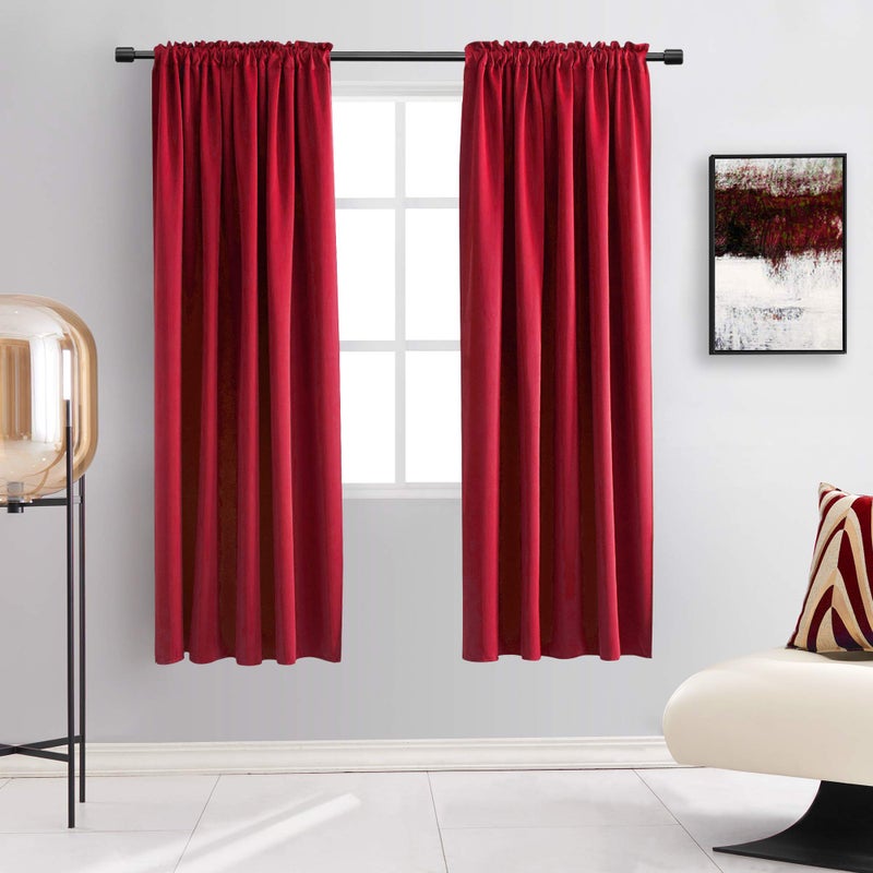 DONREN 72 Inch Blackout Curtains for Bedroom  Thermal Insulated Solid Rod Pocket Curtain Panels for Kids Room Red42 x 72 Inches2 Panels