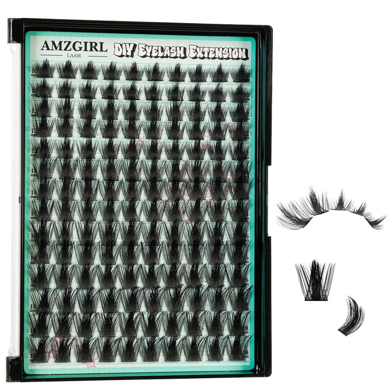 AMZGIRL LASH Manga Lash Clusters Fairy Eyelash Extension DIY 140pcs C Curl Anime Lashes Extensions Wispy Eyelashes Cluster with Thin Band Volume Individual Lashes False Eyelashes At Home (Doll, C-10-18mm) - Image 1
