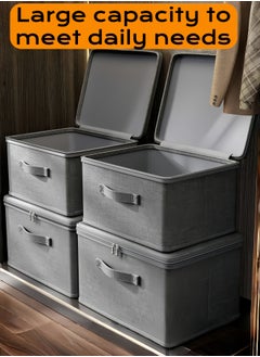 nihao 4 Pieces Extra Large Capacity Bedroom Clothes Storage and Organization Boxes, Household Flip Storage Box, Large Capacity Wardrobe Clothing Layering Storage Boxes Privacy Storage Artifact (2✘49*37*31CM+2✘45*35*26CM)  - Image 2
