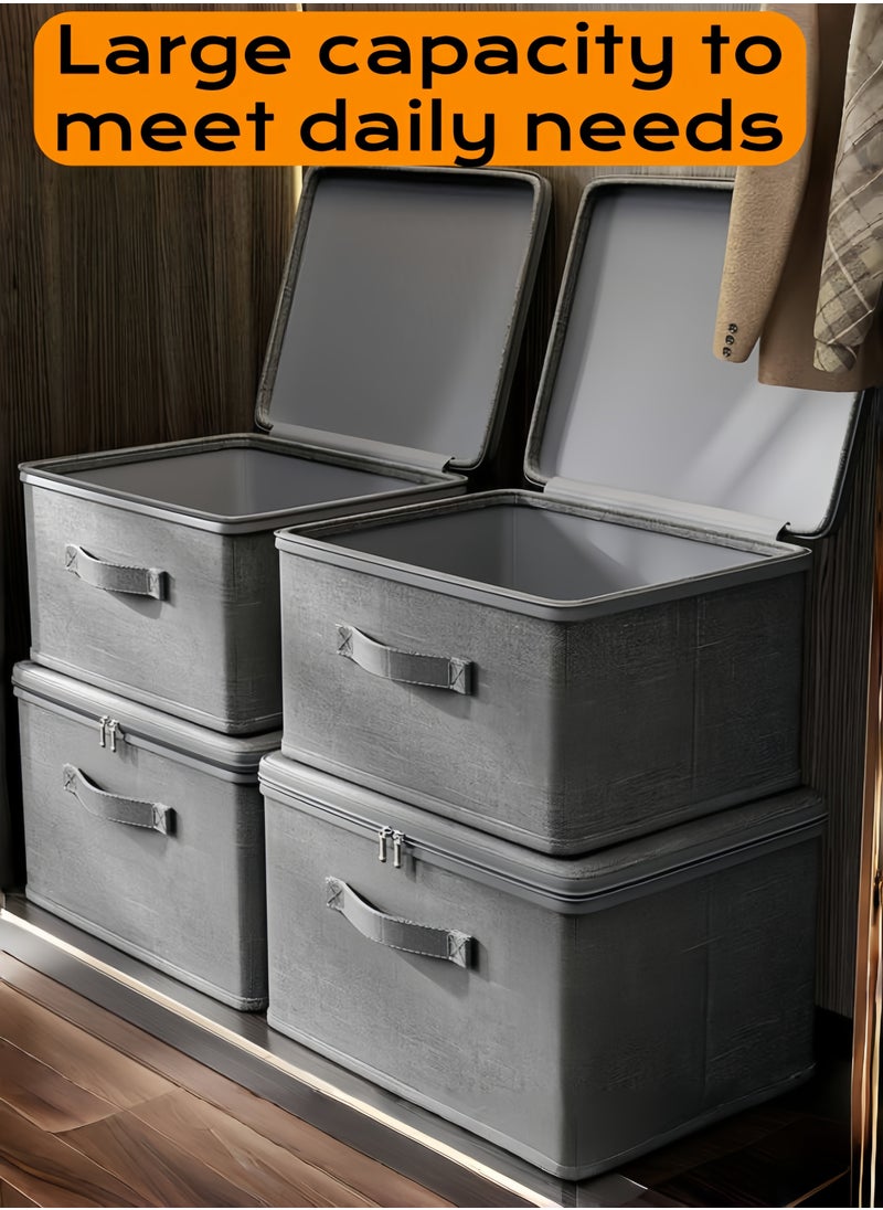 nihao 4 Pieces Extra Large Capacity Bedroom Clothes Storage and Organization Boxes, Household Flip Storage Box, Large Capacity Wardrobe Clothing Layering Storage Boxes Privacy Storage Artifact (2✘49*37*31CM+2✘45*35*26CM)  - Image 2
