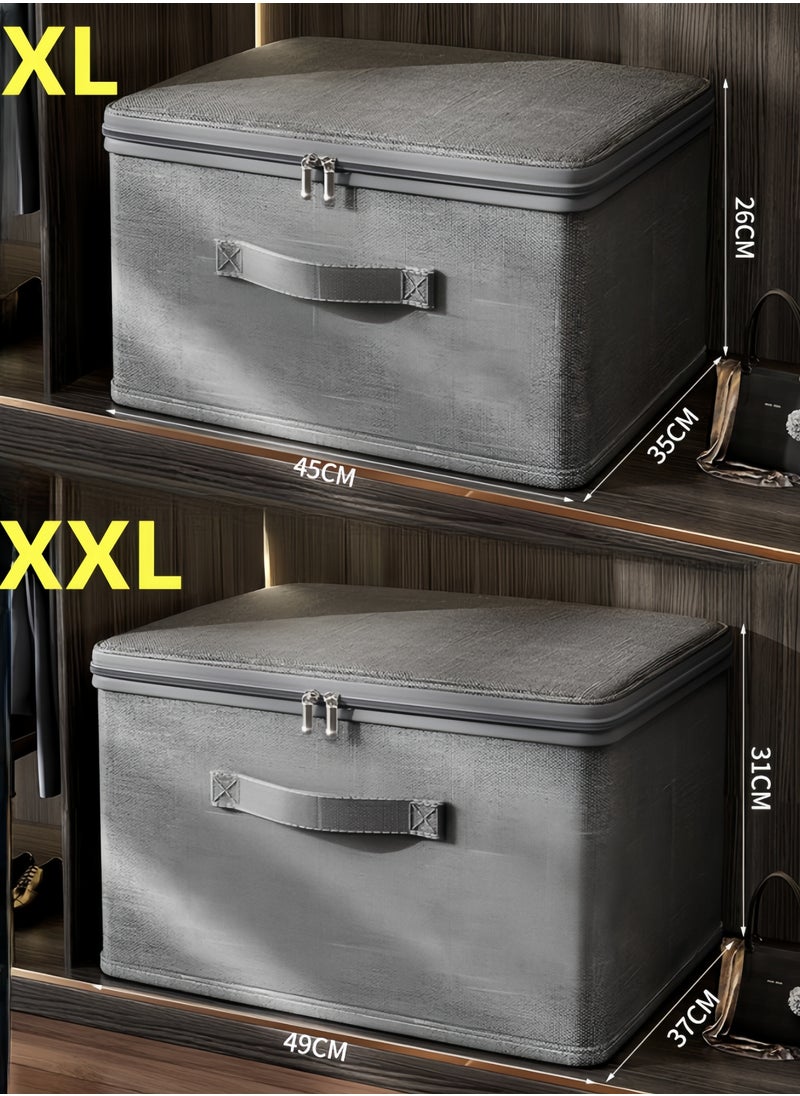 nihao 4 Pieces Extra Large Capacity Bedroom Clothes Storage and Organization Boxes, Household Flip Storage Box, Large Capacity Wardrobe Clothing Layering Storage Boxes Privacy Storage Artifact (2✘49*37*31CM+2✘45*35*26CM)  - Image 3