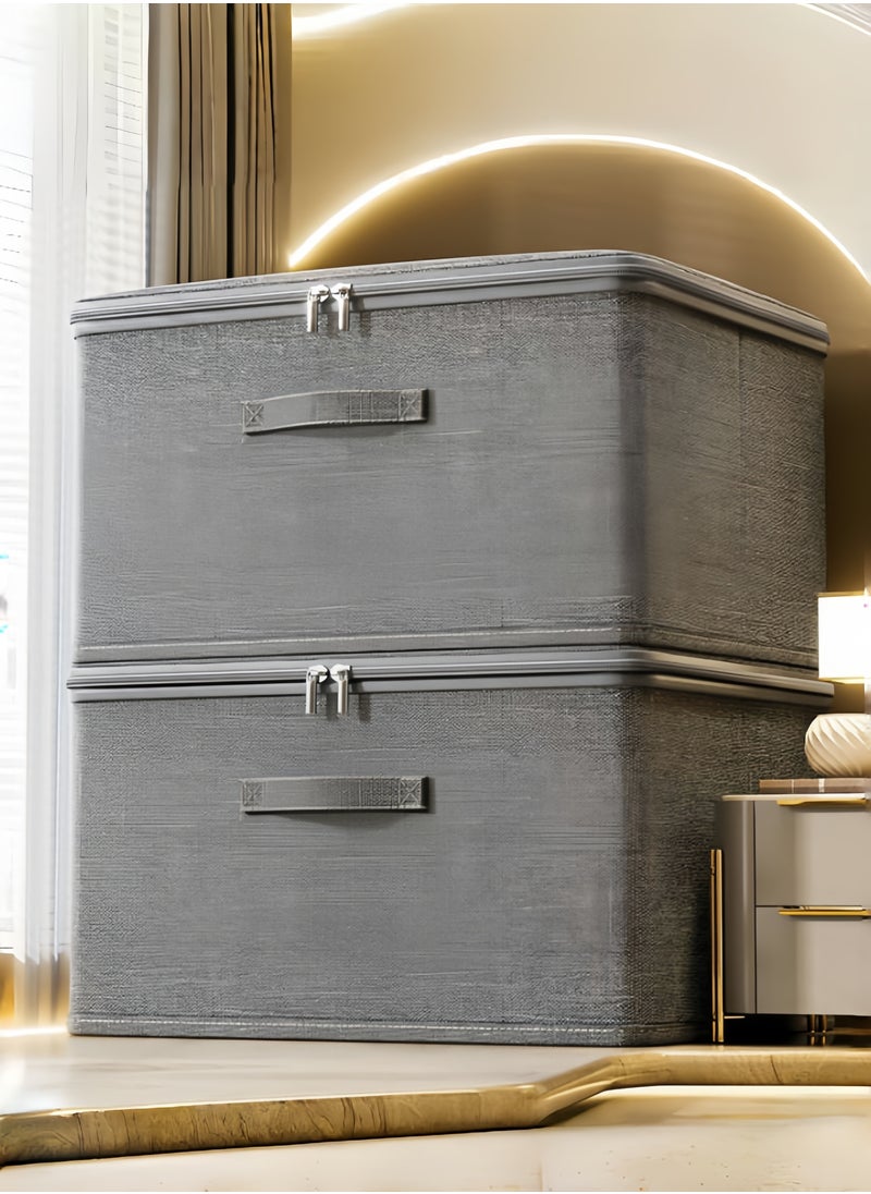 nihao 4 Pieces Extra Large Capacity Bedroom Clothes Storage and Organization Boxes, Household Flip Storage Box, Large Capacity Wardrobe Clothing Layering Storage Boxes Privacy Storage Artifact (2✘49*37*31CM+2✘45*35*26CM)  - Image 5