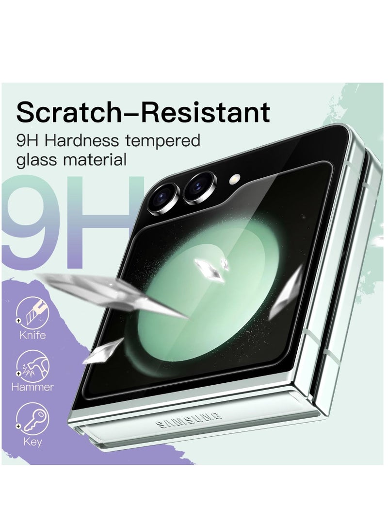 Front Screen Protector for Samsung Galaxy Z Flip 5 9H Tempered Glass Film Anti-Scratch HD Clear (3-Pack) - Image 3