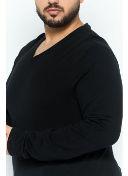 IKKS Men V-Neck Knitted Long Sleeve Sweatshirts, Black  - Image 3