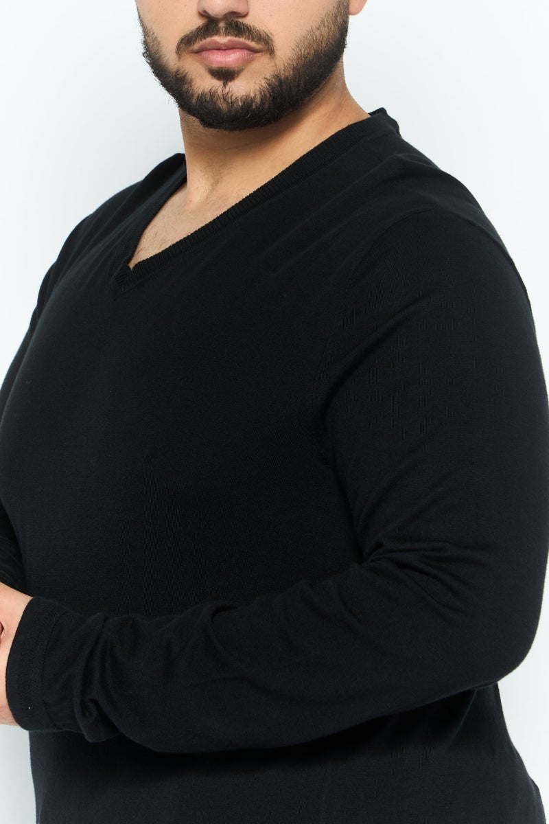 IKKS سويت شيرتات رجالية بأكمام طويلة على شكل حرف V، أسود - Image 3