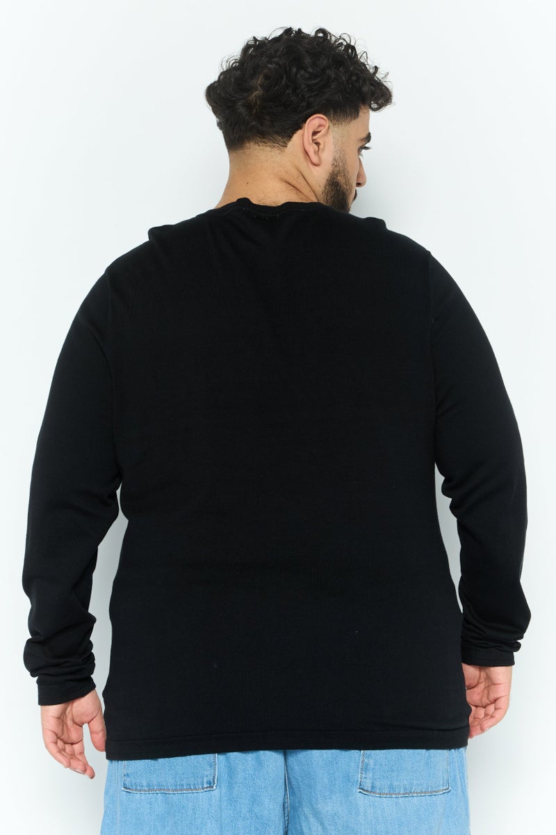 IKKS سويت شيرتات رجالية بأكمام طويلة على شكل حرف V، أسود - Image 4