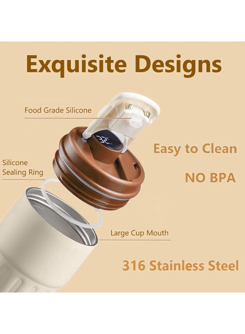 CMGTYYD 420ML Coffee Cup Travel Mugs,Water Bottle Flask with Temperature Display,316 Stainless Steel Leakproof Coffee Mug with Lids,Smart Mug Travel Mugs for Hot Drinks,Home School Office Travel - Image 4
