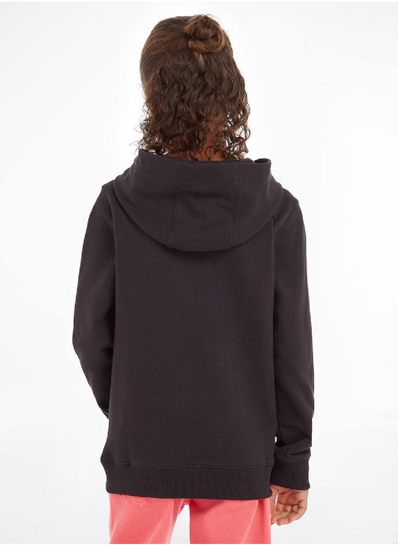 TOMMY HILFIGER Kids' Essential Logo Organic Cotton Hoody Sweatshirt, Black  - Image 3