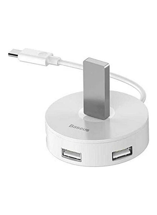 بيسوس Round Box Hub Adapter (Type-C To Usb3.0 * 1+Usb2.0 * 3) White - Image 1