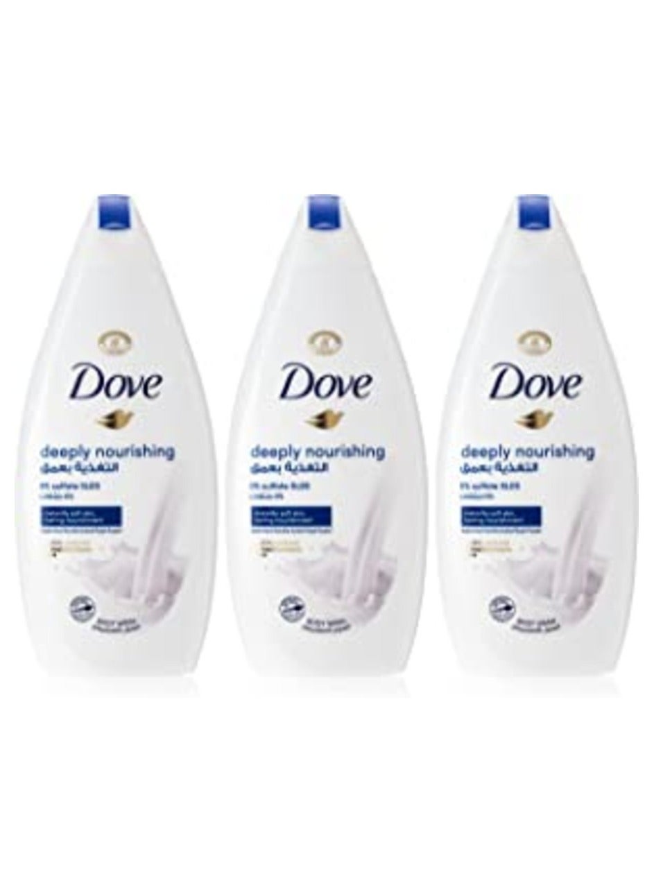 Dove Deeply Nourishing Body Wash For instant soothing, Original With no Sulfates or Parabens, 500 ml (Pack of 3)