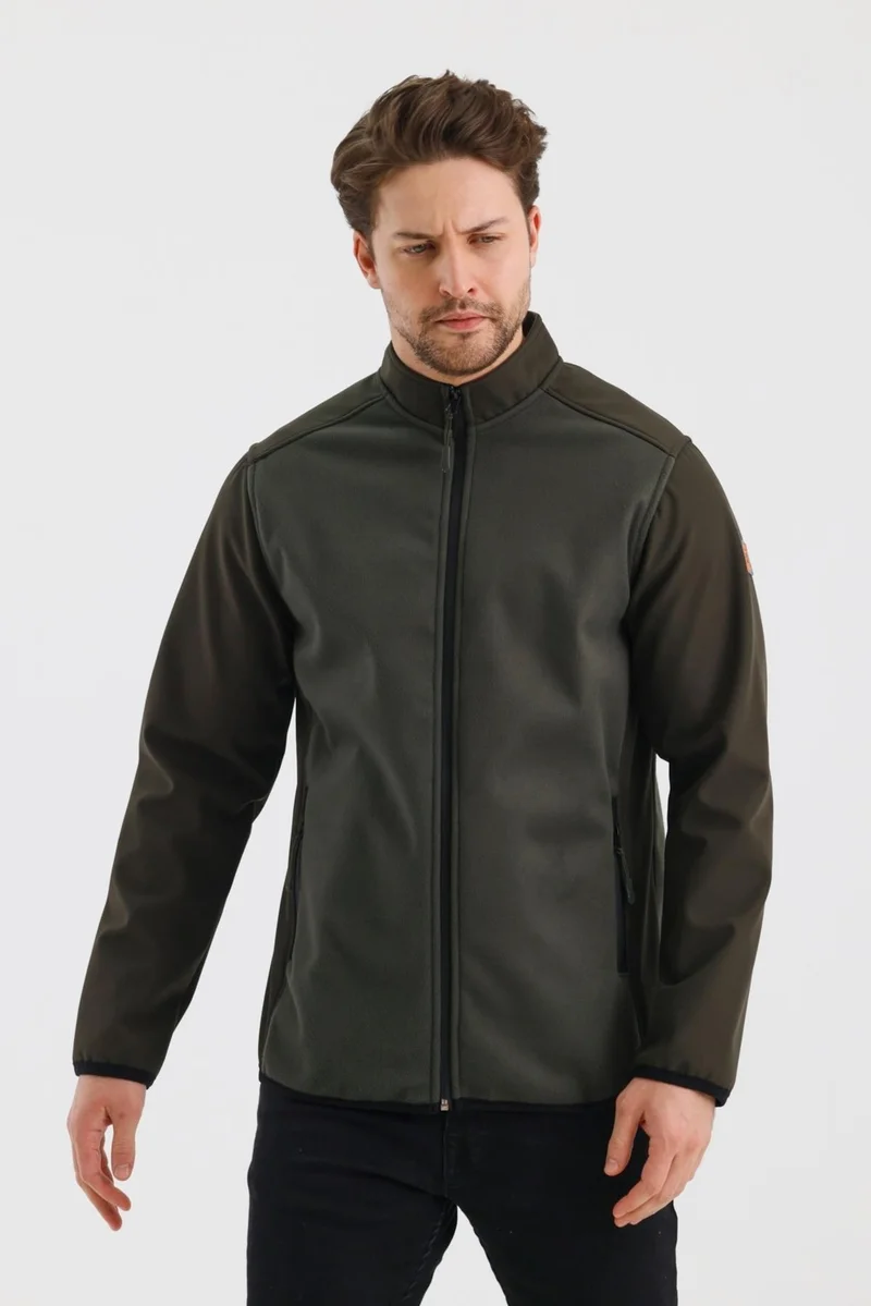 Alexander Gardi Alexandergardı Stand Collar Zippered Unlined Polar Fleece Water Repellent Softshell Fabric Jacket (E24-MNT-02)