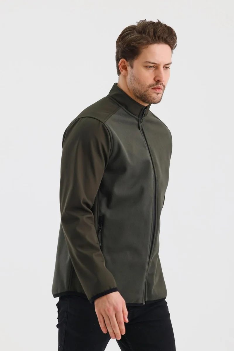 Alexander Gardi Alexandergardı Stand Collar Zippered Unlined Polar Fleece Water Repellent Softshell Fabric Jacket (E24-MNT-02)