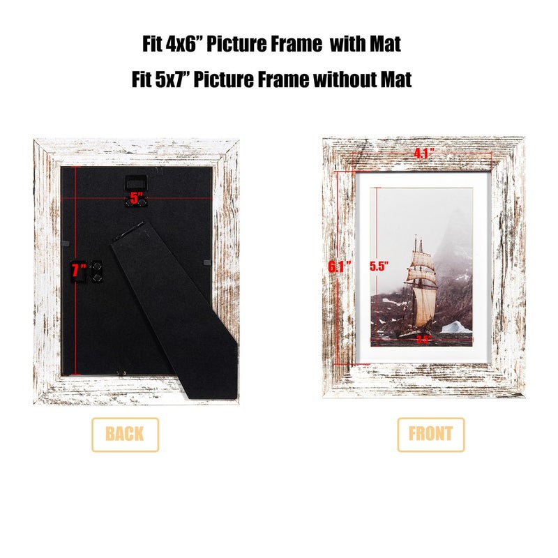 kennethan Rustic White 5x7 Picture Frames Wide Molding 3P in 1 set - Wall Mounting Material Included - Image 2