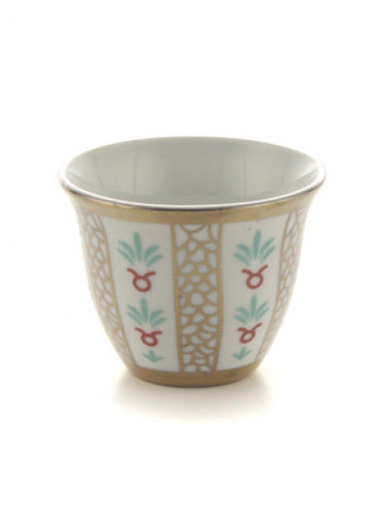Badraig 12-Piece Cawa Cups Set with Floral and Elegant Golden Strip Design 60Ml | 90 ML | 120 ML - Image 3