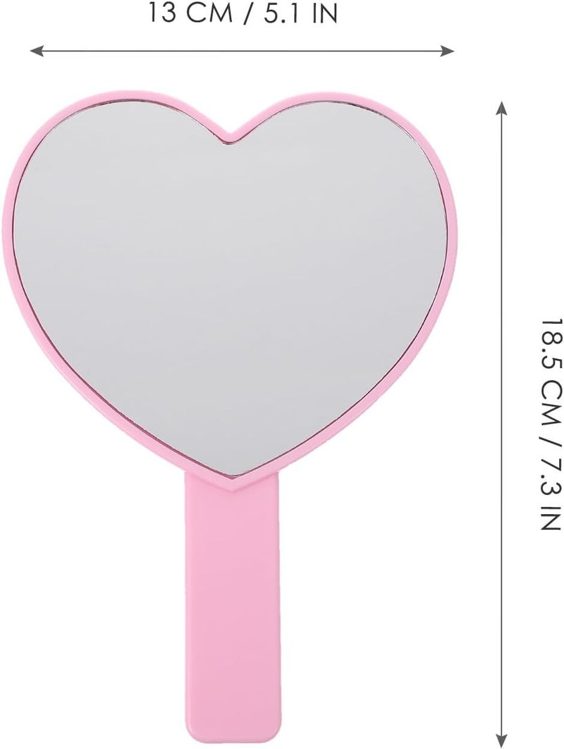POPETPOP Heart-Shaped Handheld Makeup Mirror 2pcs Portable Personal Cosmetic Mirrors with Handle Violet and Pink for Travel and Vanity Use - Image 2