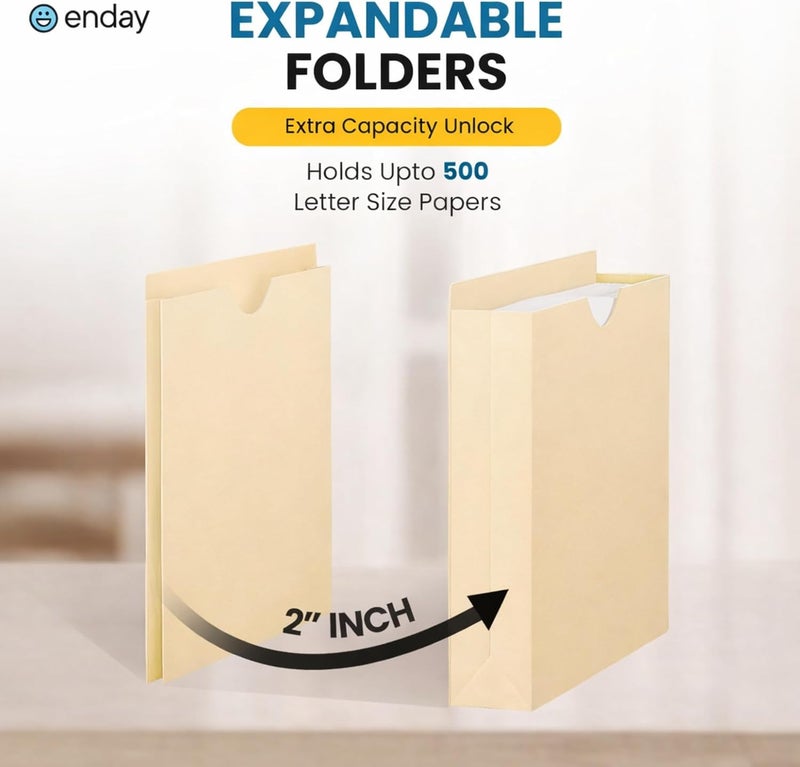 Enday Manilla Folders 8.5 x 11 (25 Pack) File Folders - Straight Cut Tab - Letter Size Jacket Folders for Home & Office, Pocket File Folders - Image 3
