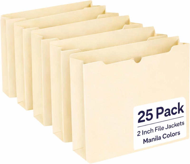Enday Manilla Folders 8.5 x 11 (25 Pack) File Folders - Straight Cut Tab - Letter Size Jacket Folders for Home & Office, Pocket File Folders - Image 1