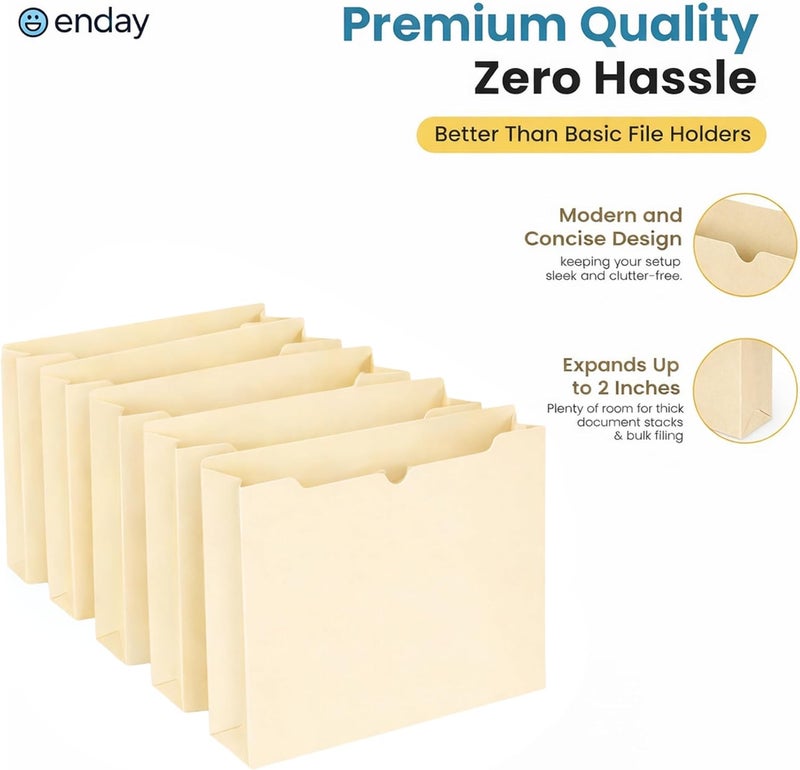 Enday Manilla Folders 8.5 x 11 (25 Pack) File Folders - Straight Cut Tab - Letter Size Jacket Folders for Home & Office, Pocket File Folders - Image 5